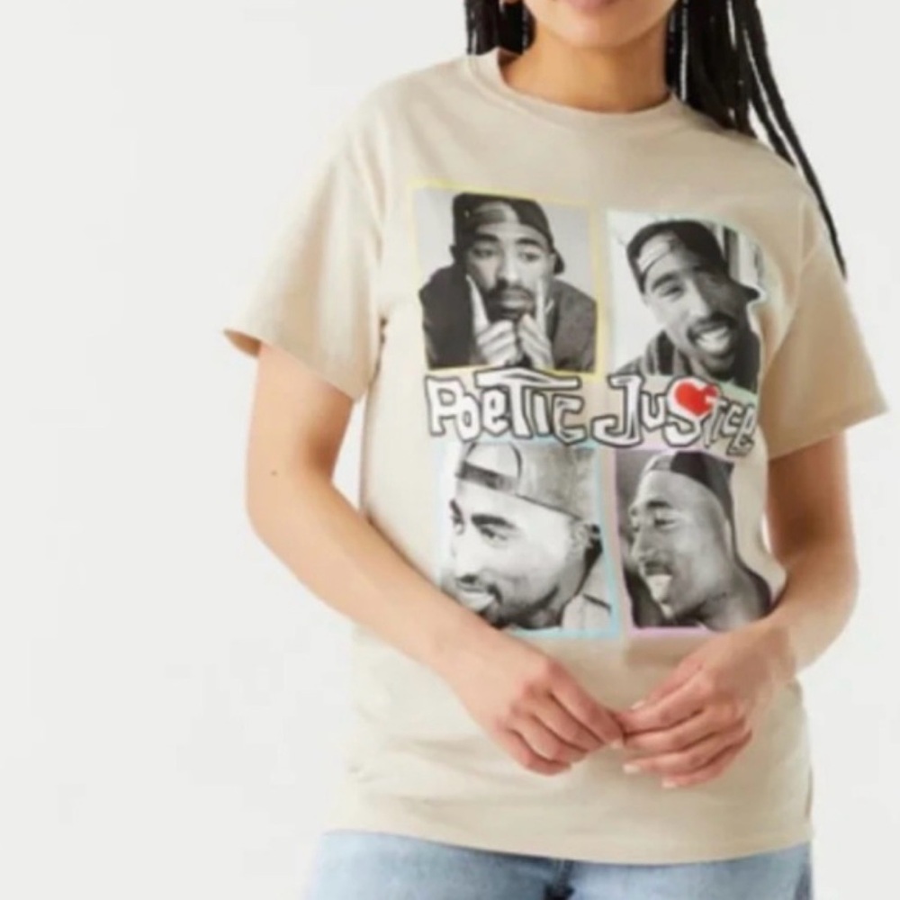 #154 🌷Philco’s Tupac Poetic Justice Graphic Beige T-Shirt